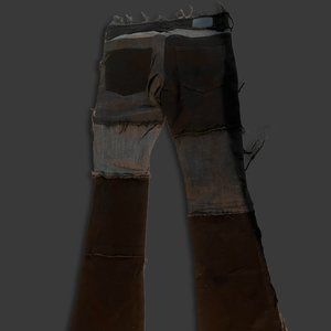 Valabasas Stacked Jeans Ripped Dark Bleached Denim Jeans Stacked Pants